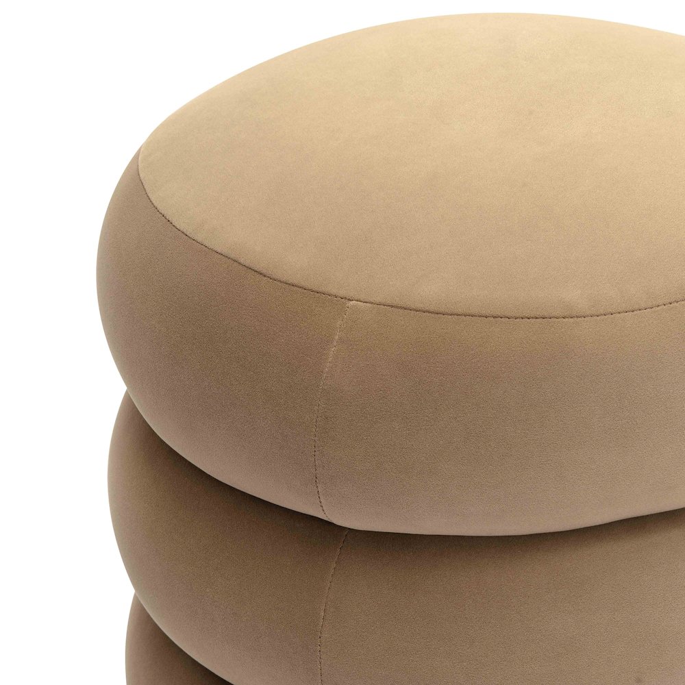 Stefanie Taupe Velvet Ottoman. Picture 5