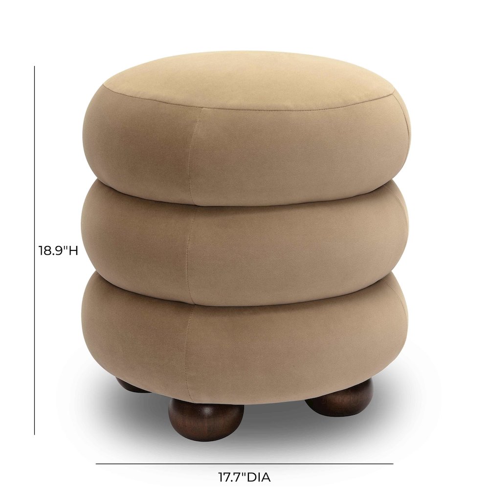 Stefanie Taupe Velvet Ottoman. Picture 6