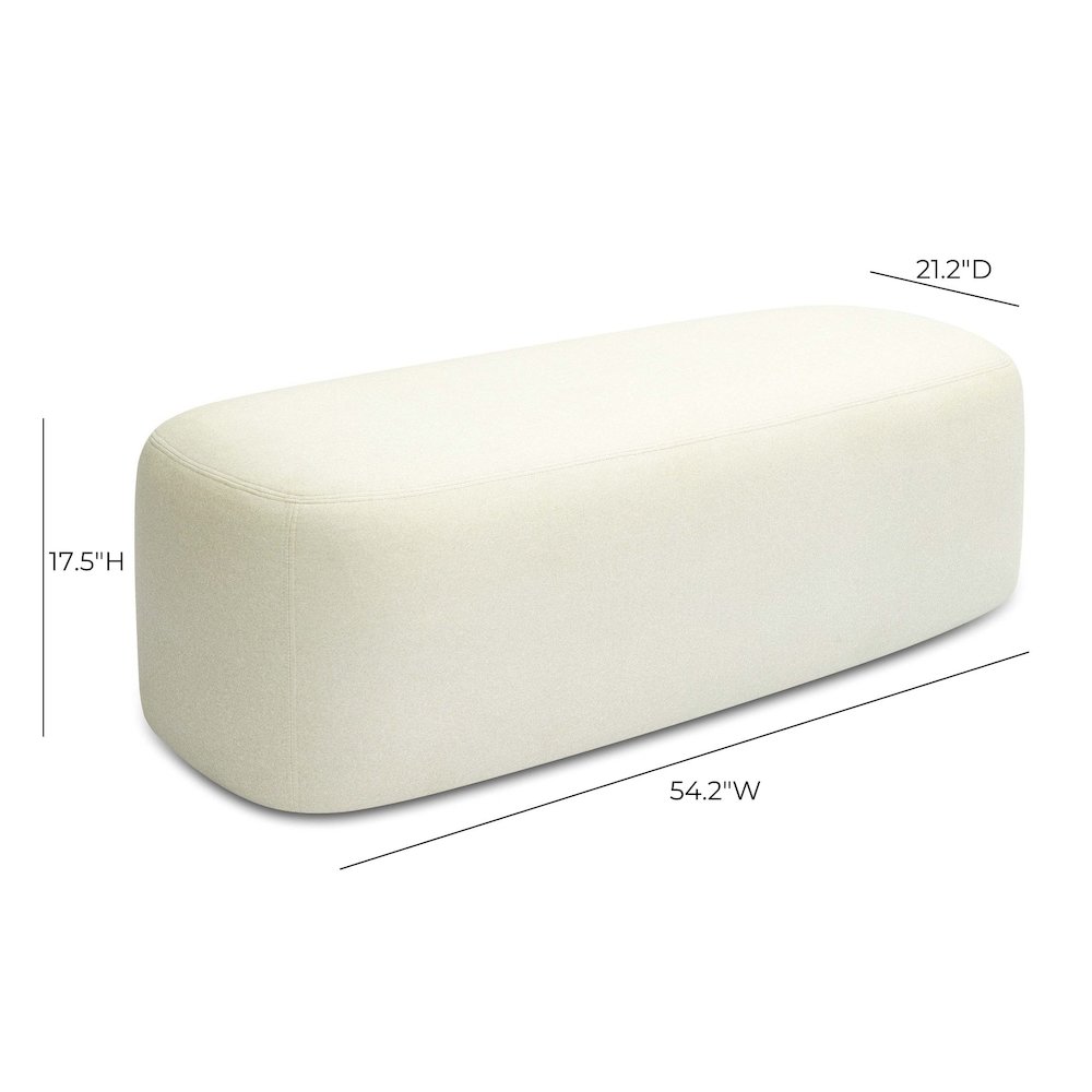 Graceland Cream Faux Mohair Bench. Picture 6