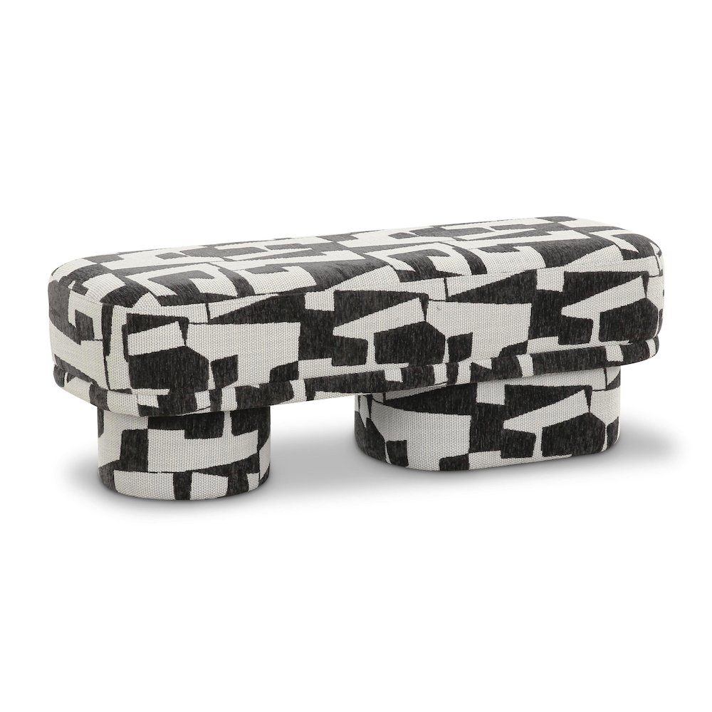 Lena Black and White Jacquard Bench. Picture 1