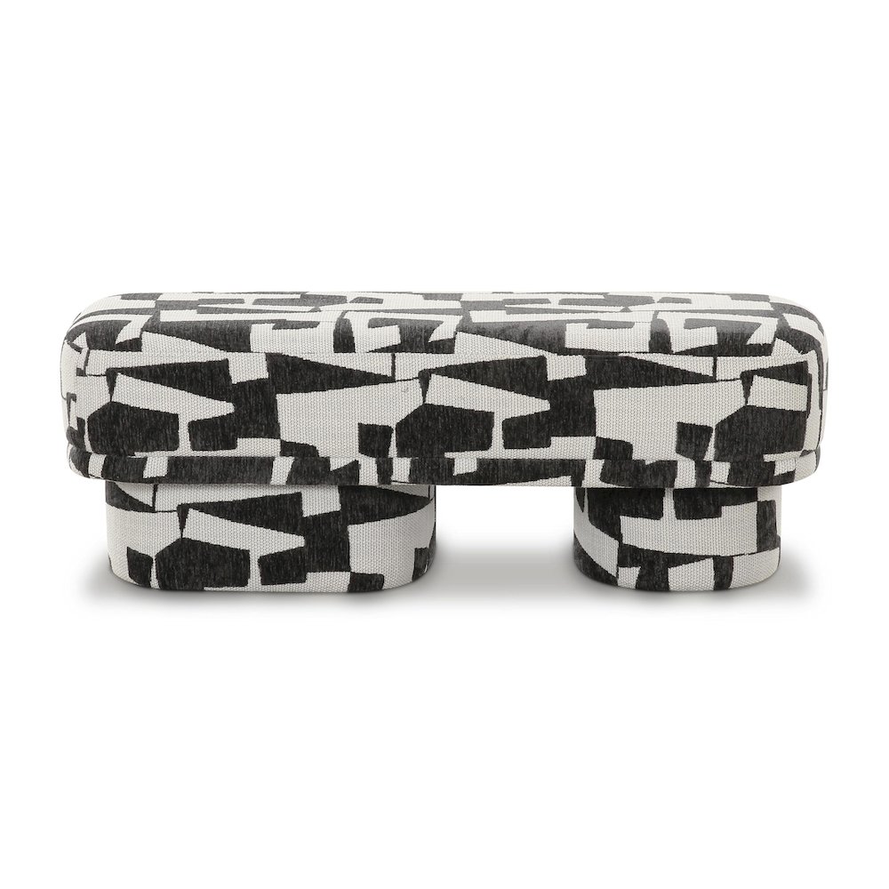 Lena Black and White Jacquard Bench. Picture 3