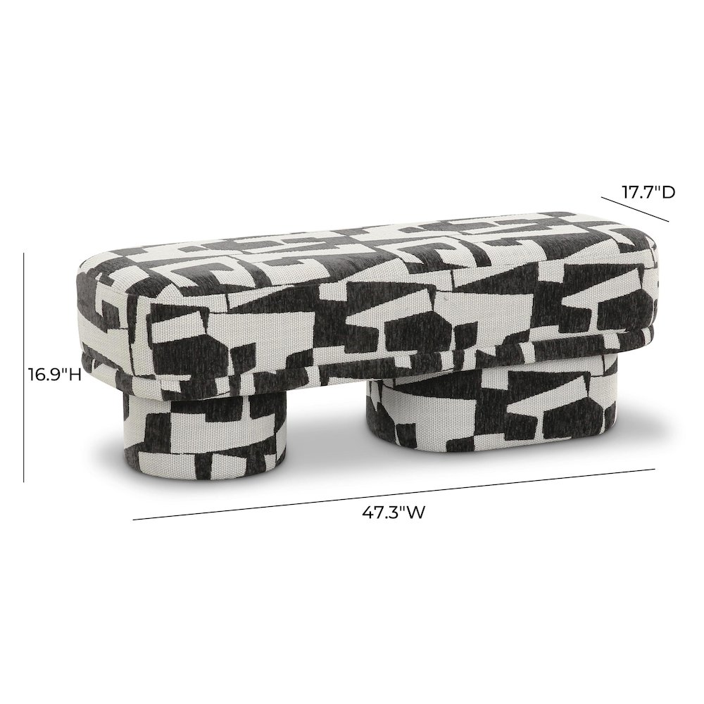 Lena Black and White Jacquard Bench. Picture 7