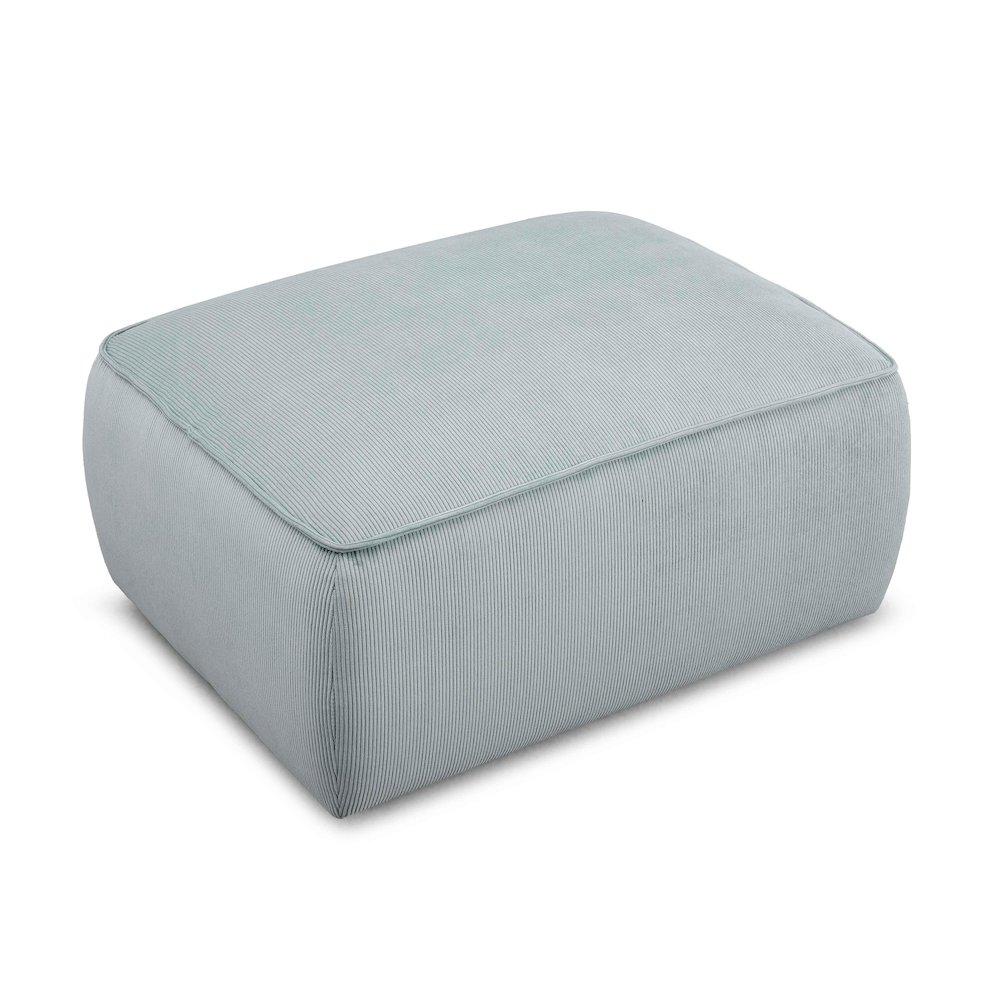 Travie Sea Foam Performance Corduroy Velvet Ottoman. Picture 3