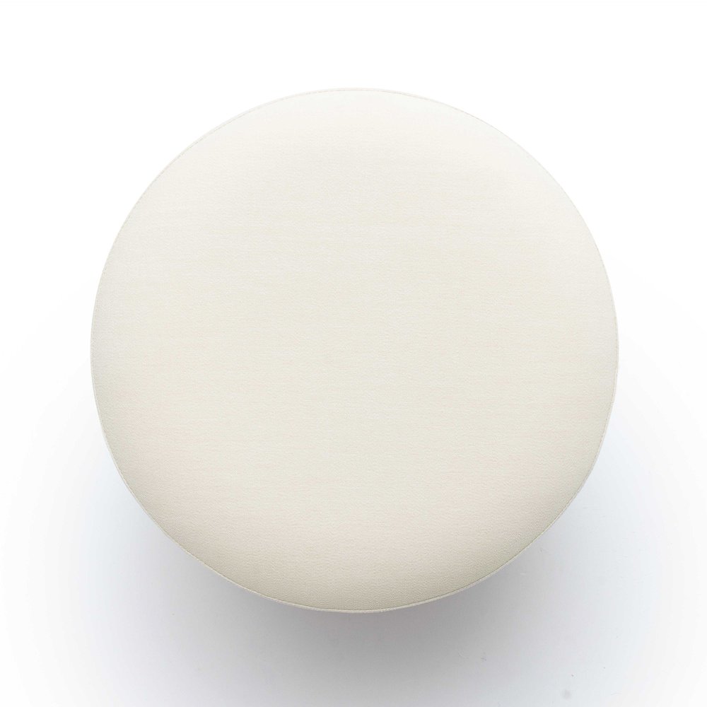 Dex Cream Upcycled Fabric Ottoman. Picture 4