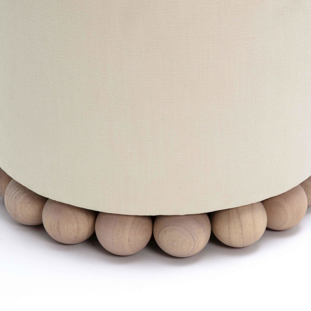 Dex Cream Upcycled Fabric Ottoman. Picture 5