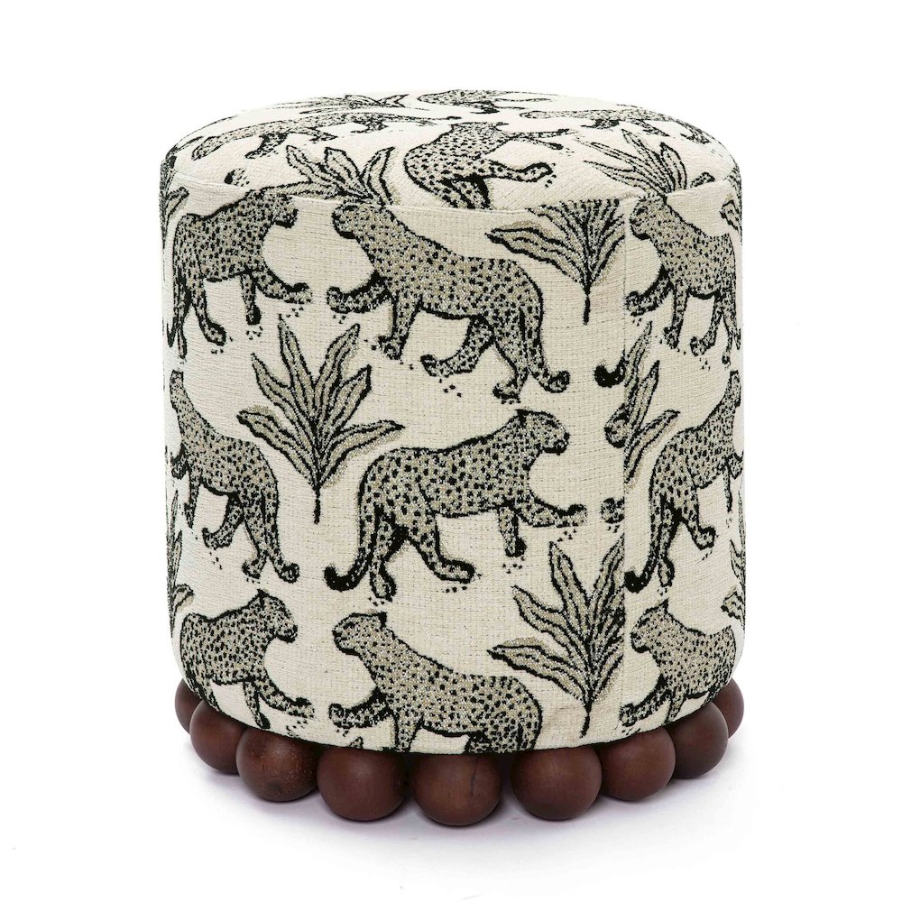 Dex Cream Leopard Jacquard Ottoman. Picture 3