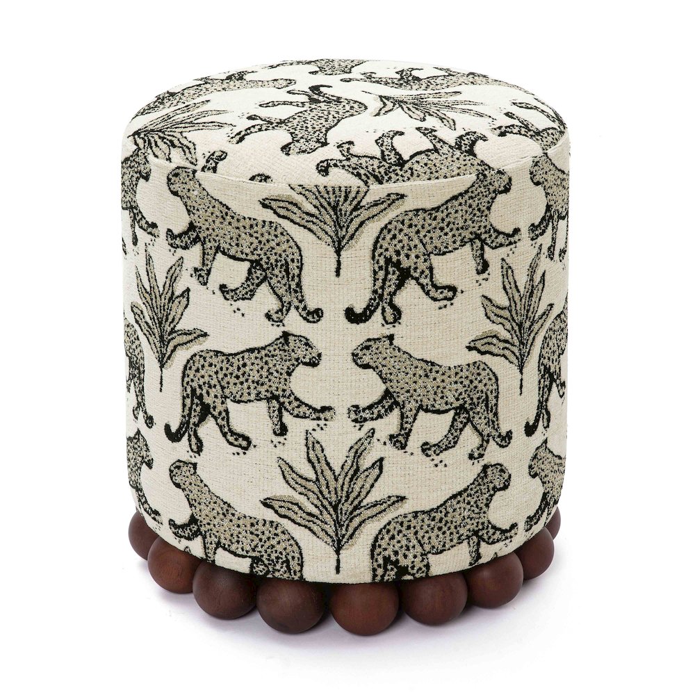 Dex Cream Leopard Jacquard Ottoman. Picture 4