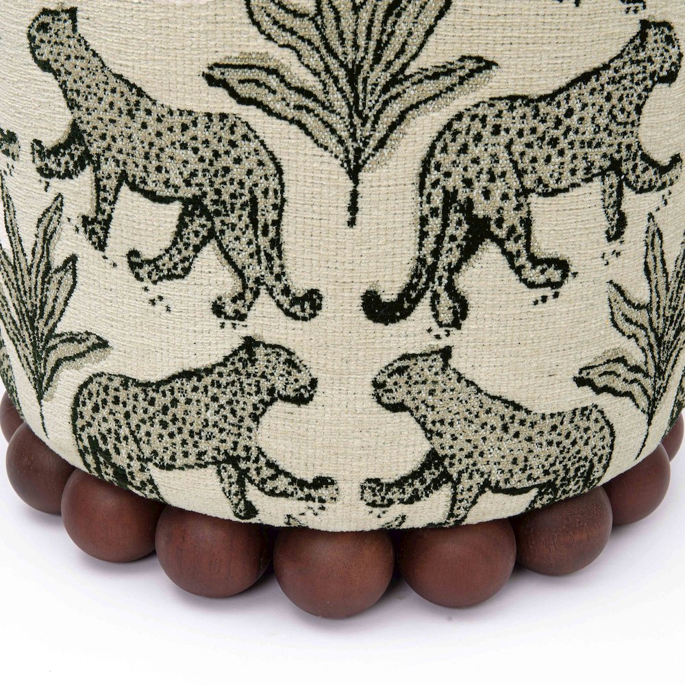 Dex Cream Leopard Jacquard Ottoman. Picture 5