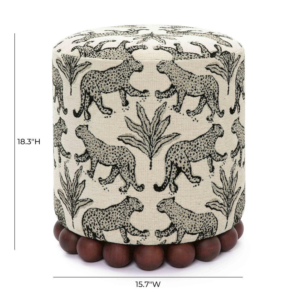 Dex Cream Leopard Jacquard Ottoman. Picture 6