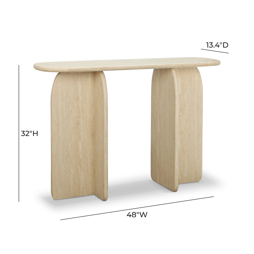 Clementine Faux Travertine Console Table. Picture 6