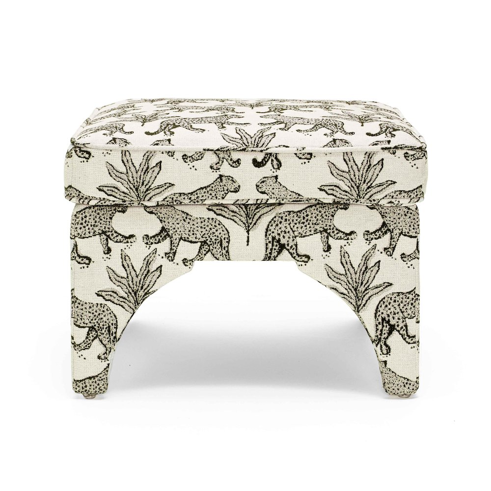 Raji Cream Leopard Jacquard Ottoman. Picture 2