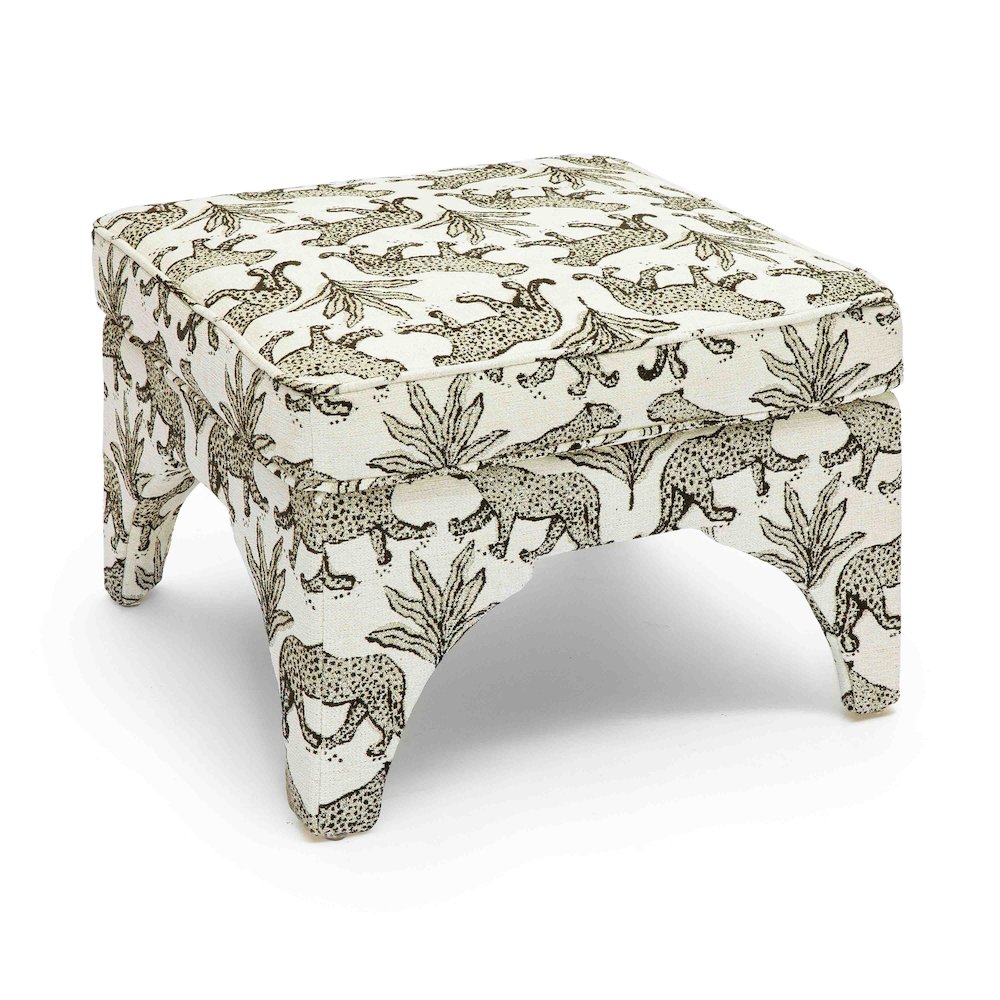 Raji Cream Leopard Jacquard Ottoman. Picture 3