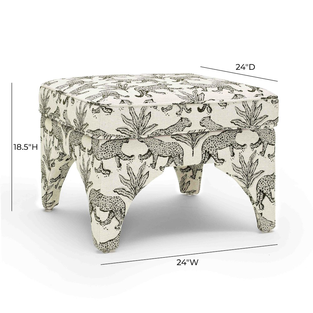 Raji Cream Leopard Jacquard Ottoman. Picture 5