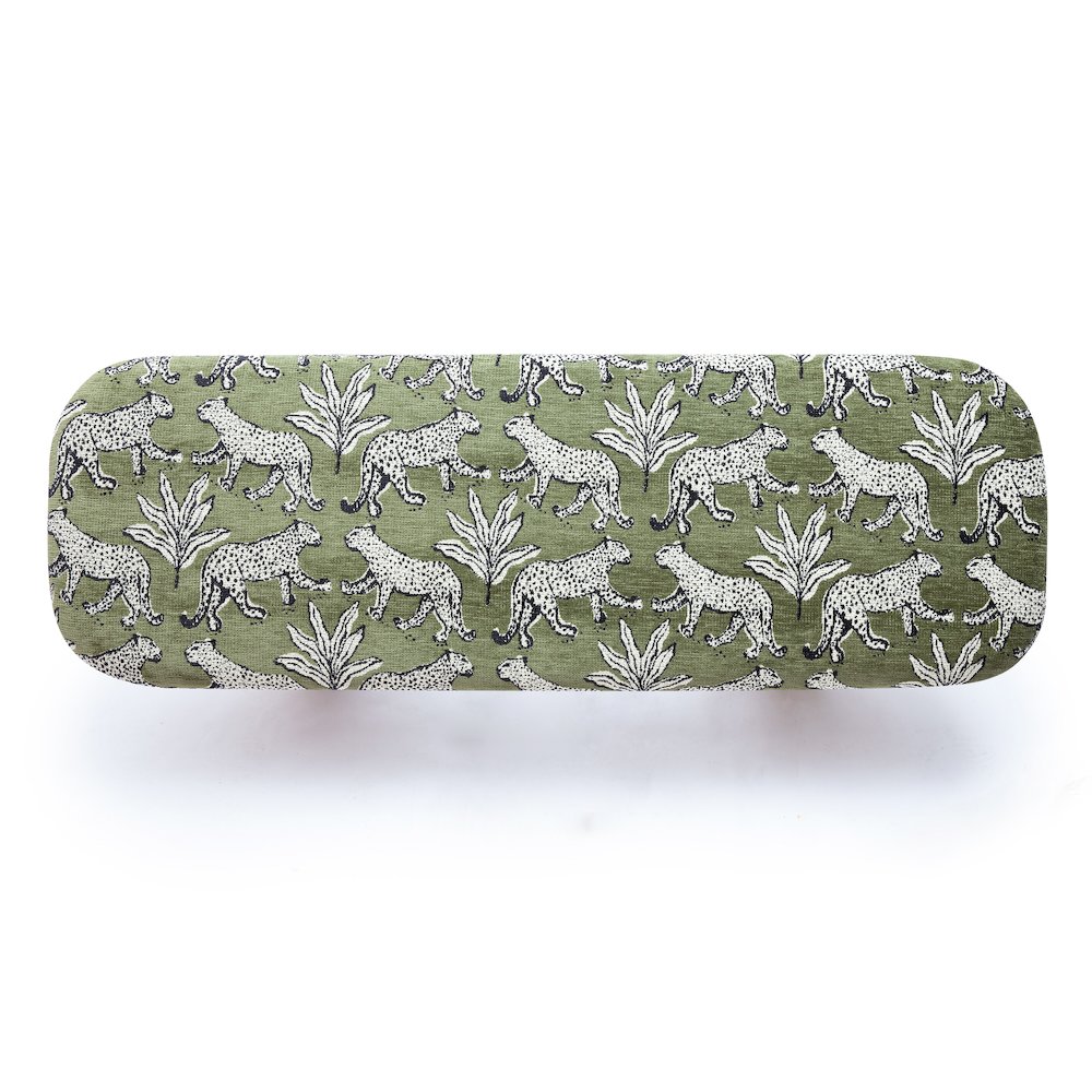 Ollie Olive Green Leopard Jacquard Bench. Picture 5