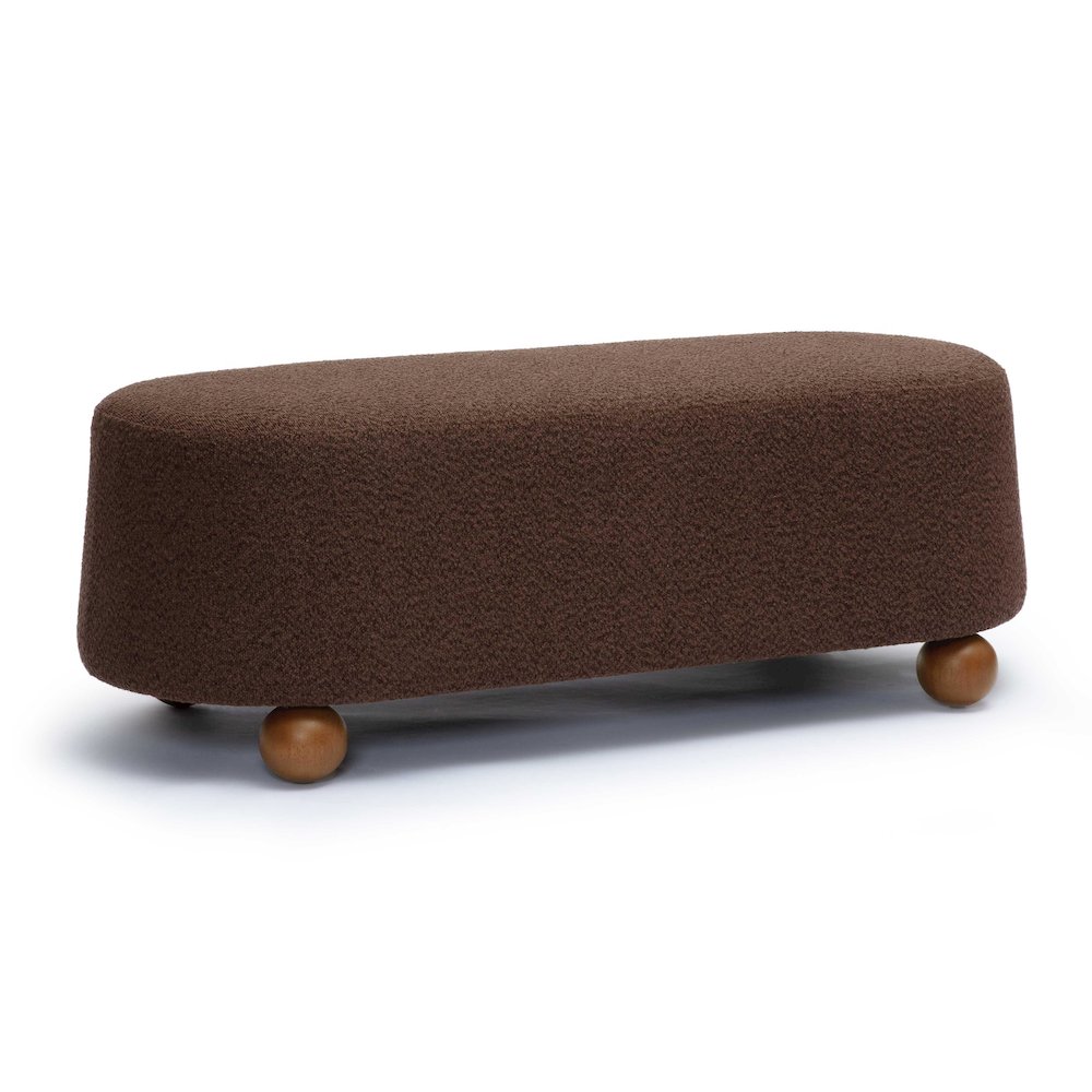 Jaine Brown Boucle Large Ottoman. Picture 1