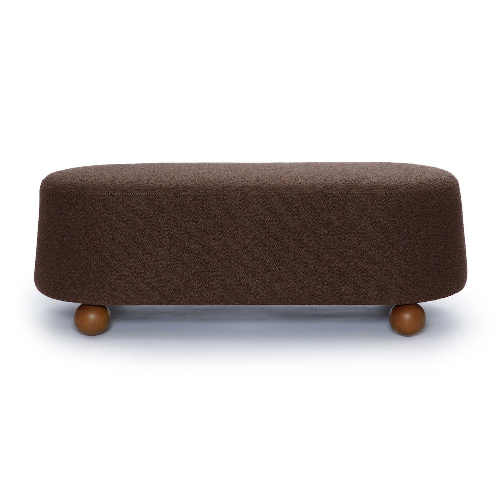 Jaine Brown Boucle Large Ottoman. Picture 3