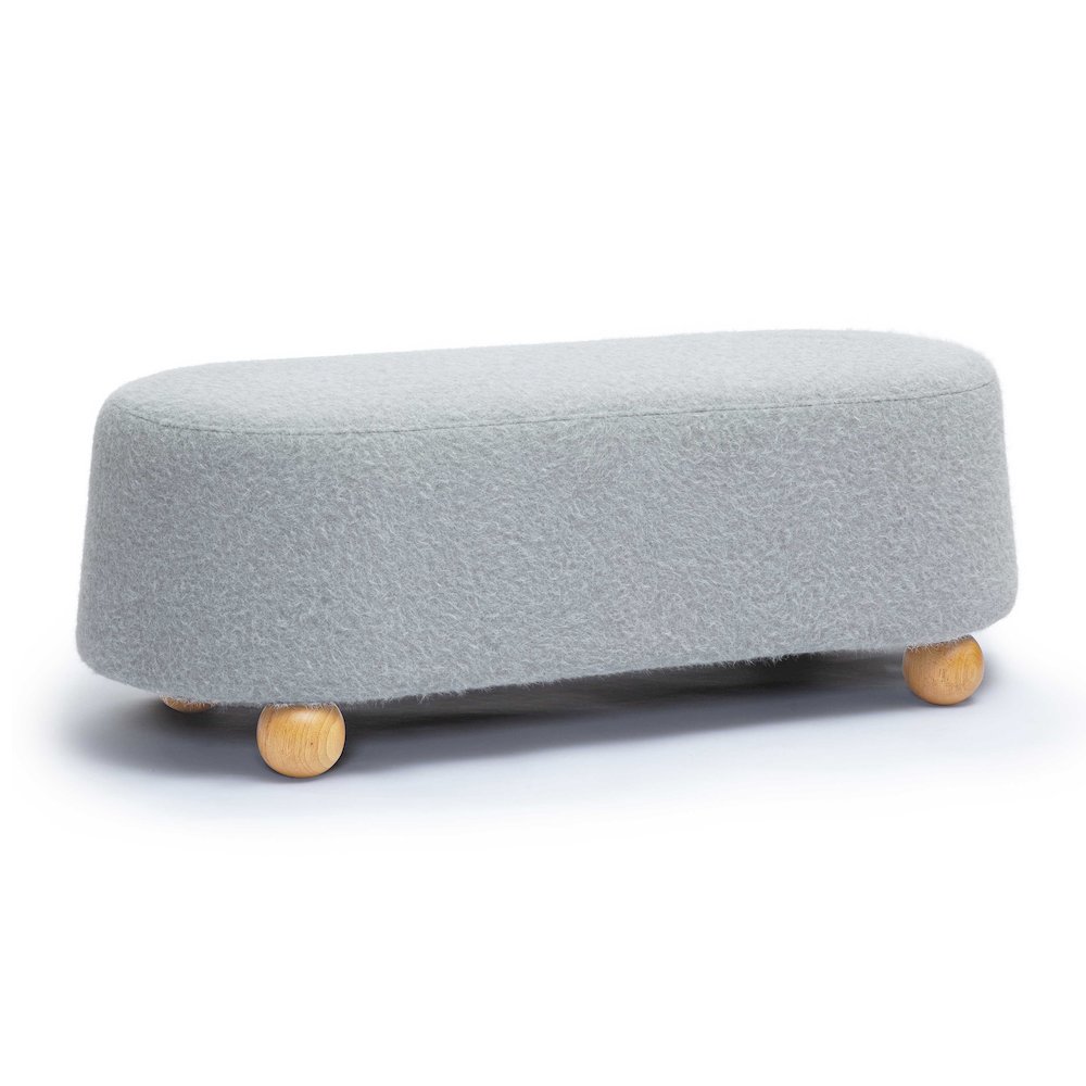 Jaine Stone Grey Loose Mohair Large Ottoman. Picture 1