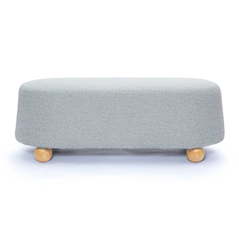 Jaine Stone Grey Loose Mohair Large Ottoman. Picture 3