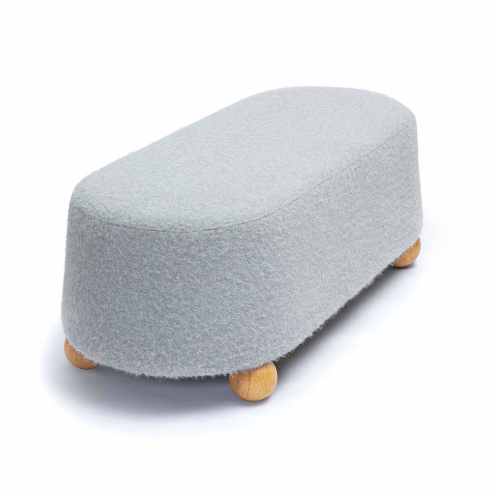 Jaine Stone Grey Loose Mohair Large Ottoman. Picture 4