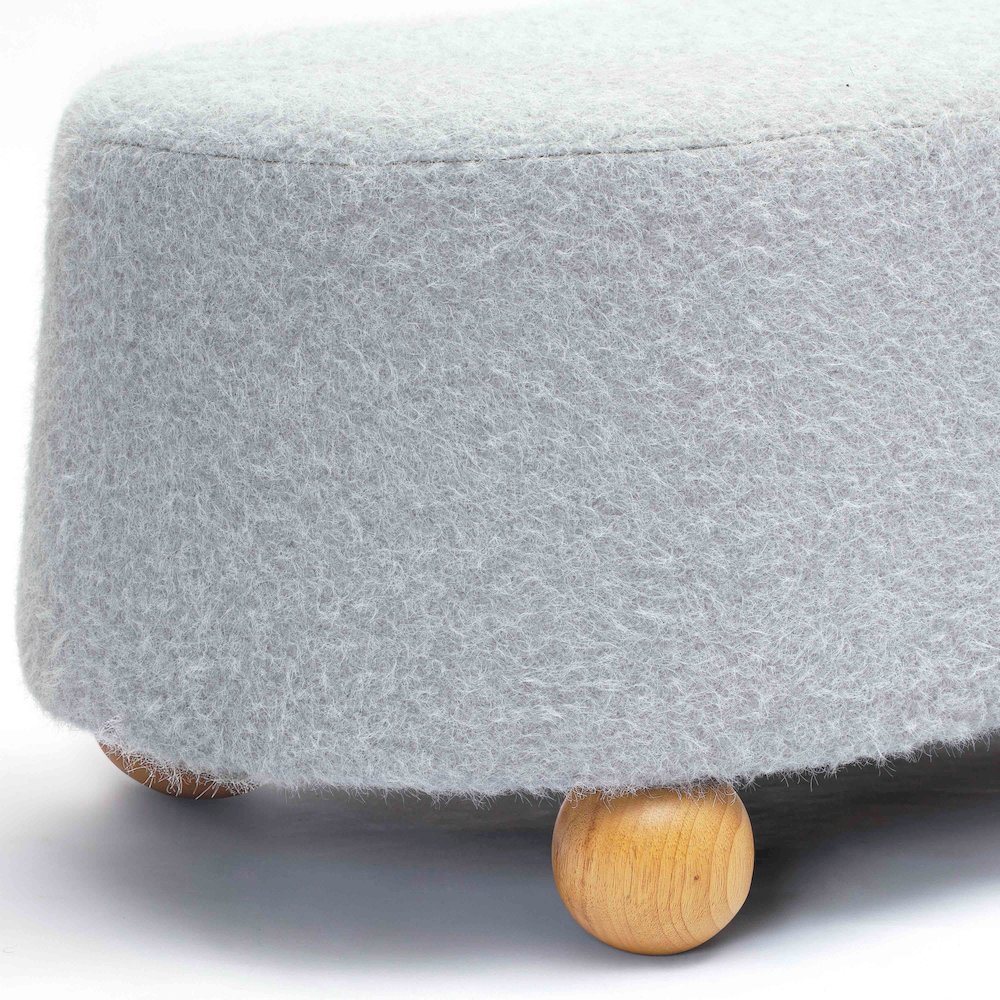Jaine Stone Grey Loose Mohair Large Ottoman. Picture 5
