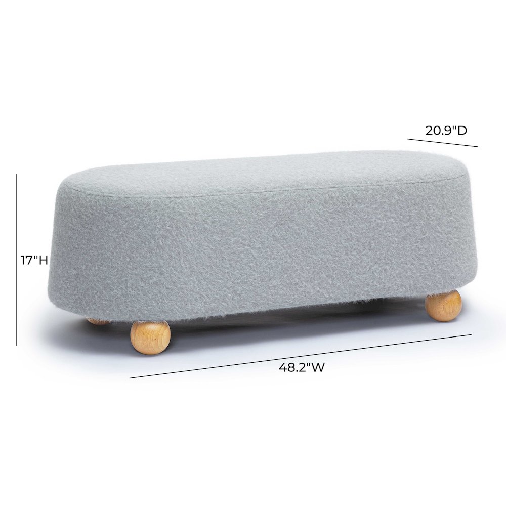 Jaine Stone Grey Loose Mohair Large Ottoman. Picture 6