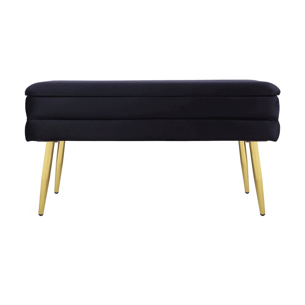 Ziva Black Velvet Storage Bench. Picture 1