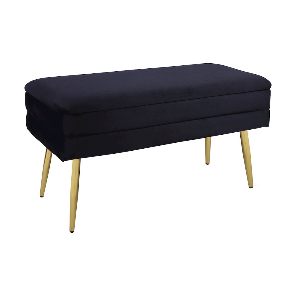 Ziva Black Velvet Storage Bench. Picture 3