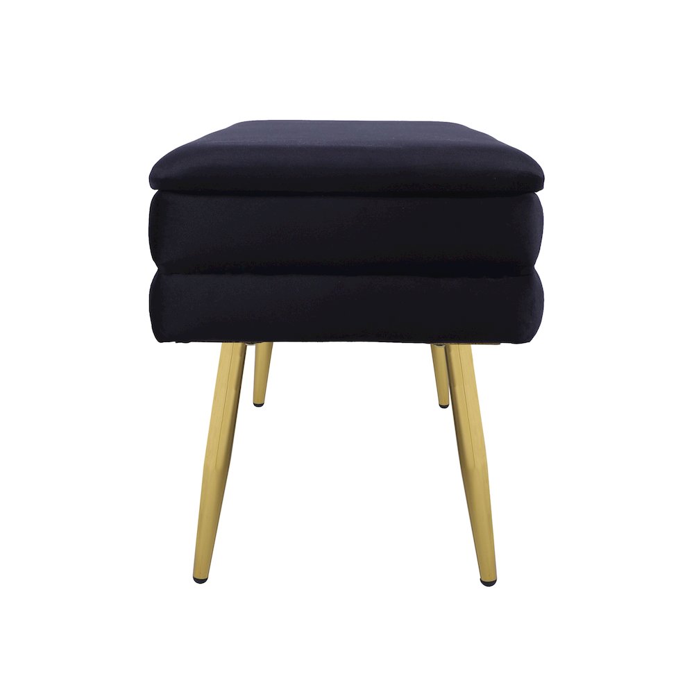 Ziva Black Velvet Storage Bench. Picture 4