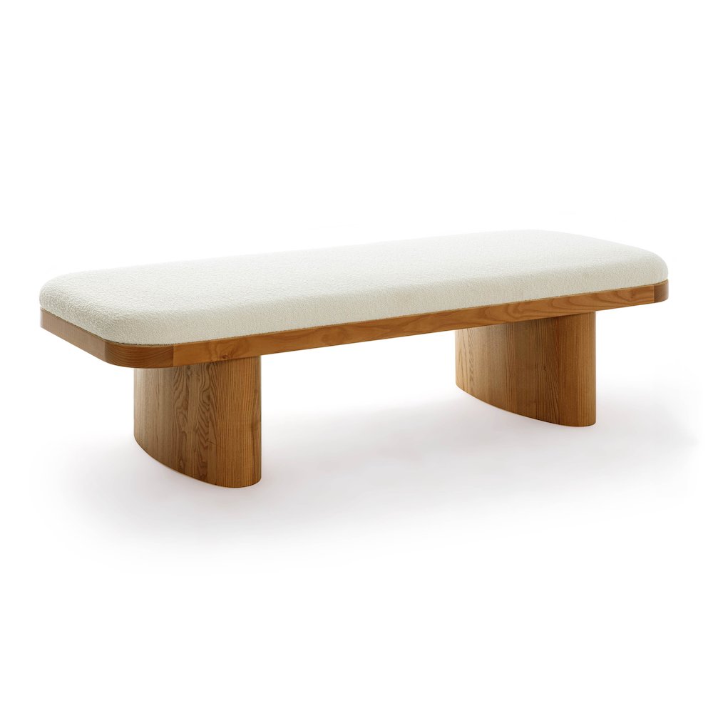 Ollie White Performance Boucle Large Bench. Picture 1