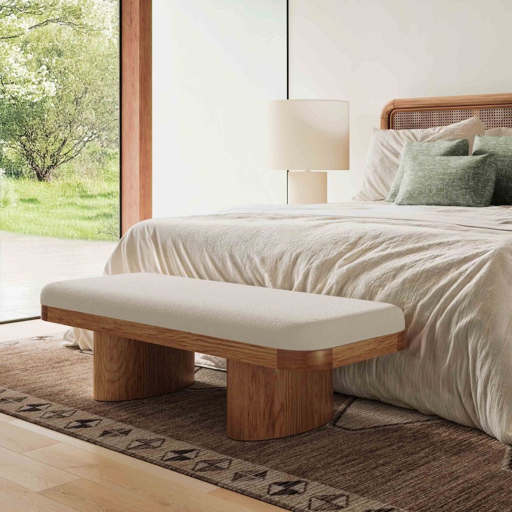 Ollie White Performance Boucle Large Bench. Picture 2