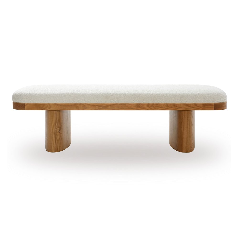 Ollie White Performance Boucle Large Bench. Picture 3