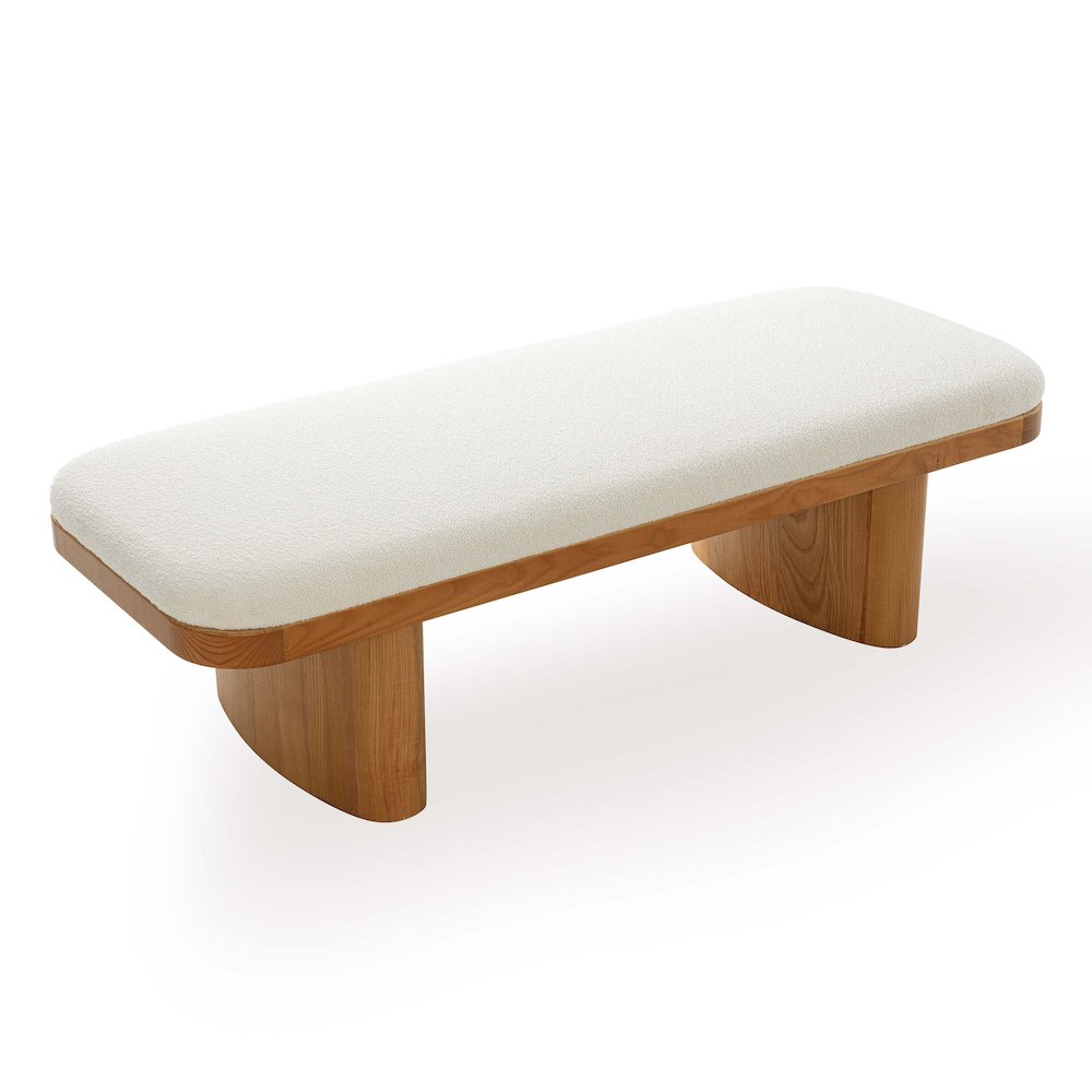 Ollie White Performance Boucle Large Bench. Picture 4