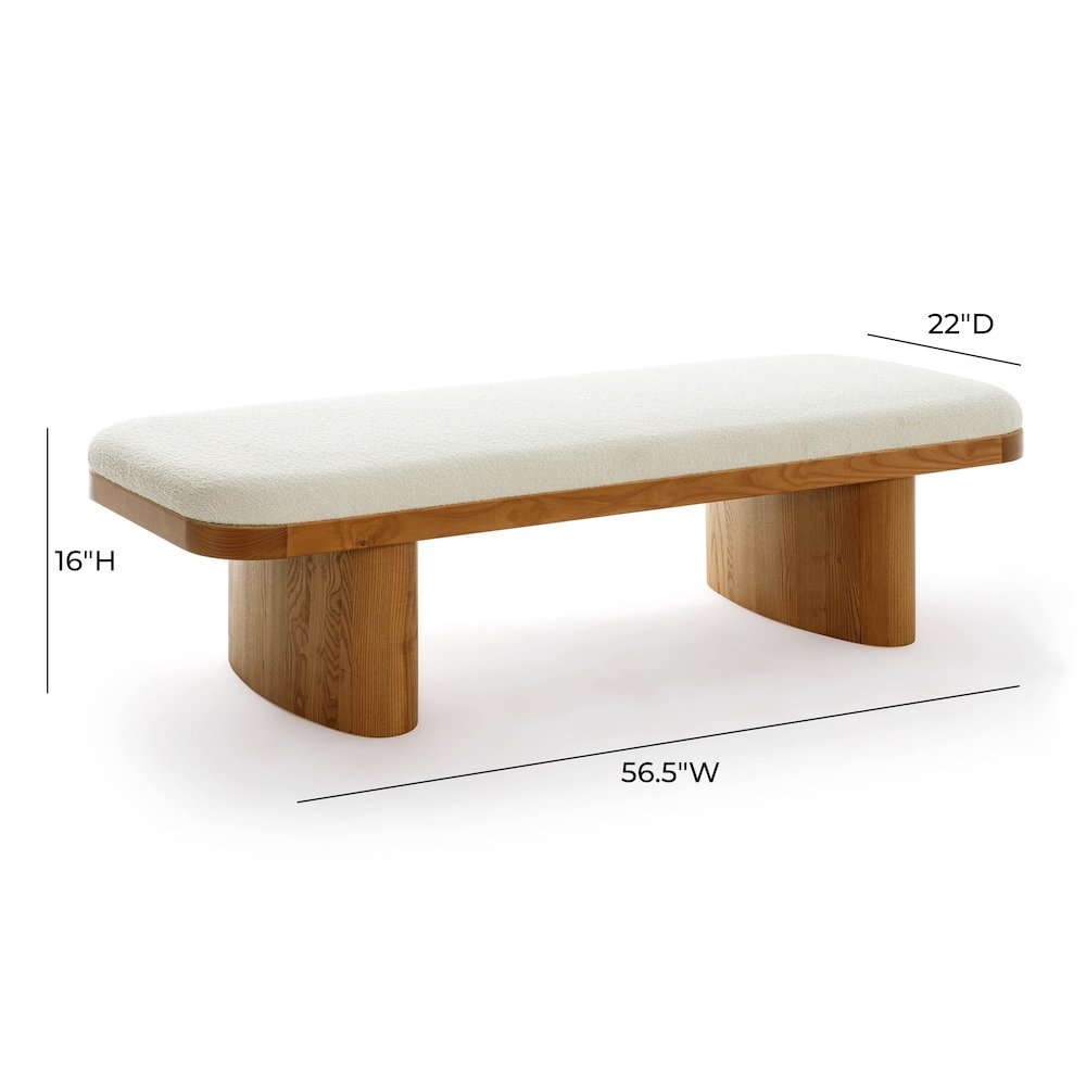 Ollie White Performance Boucle Large Bench. Picture 6