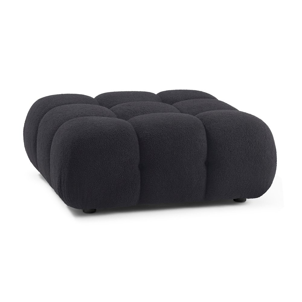 Calliope Black Vegan Shearling Modular Ottoman. Picture 1