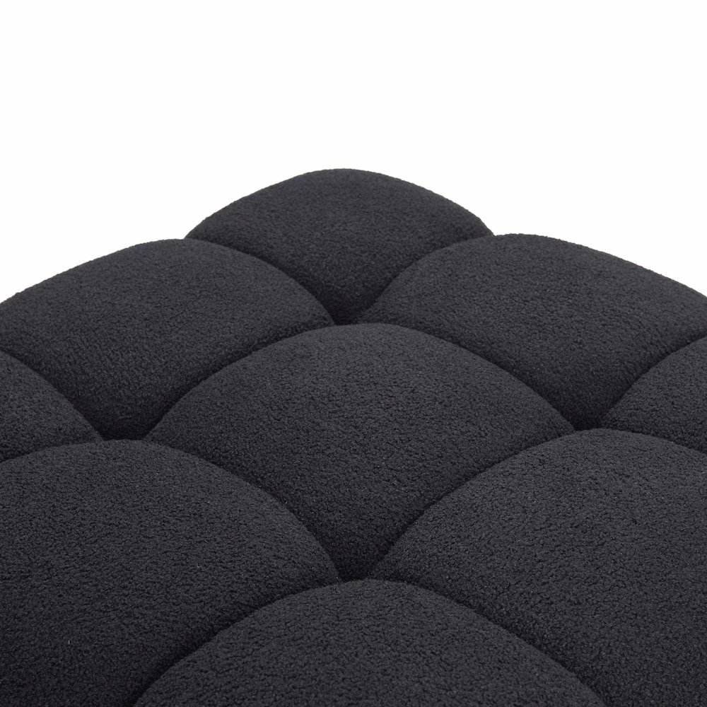 Calliope Black Vegan Shearling Modular Ottoman. Picture 4