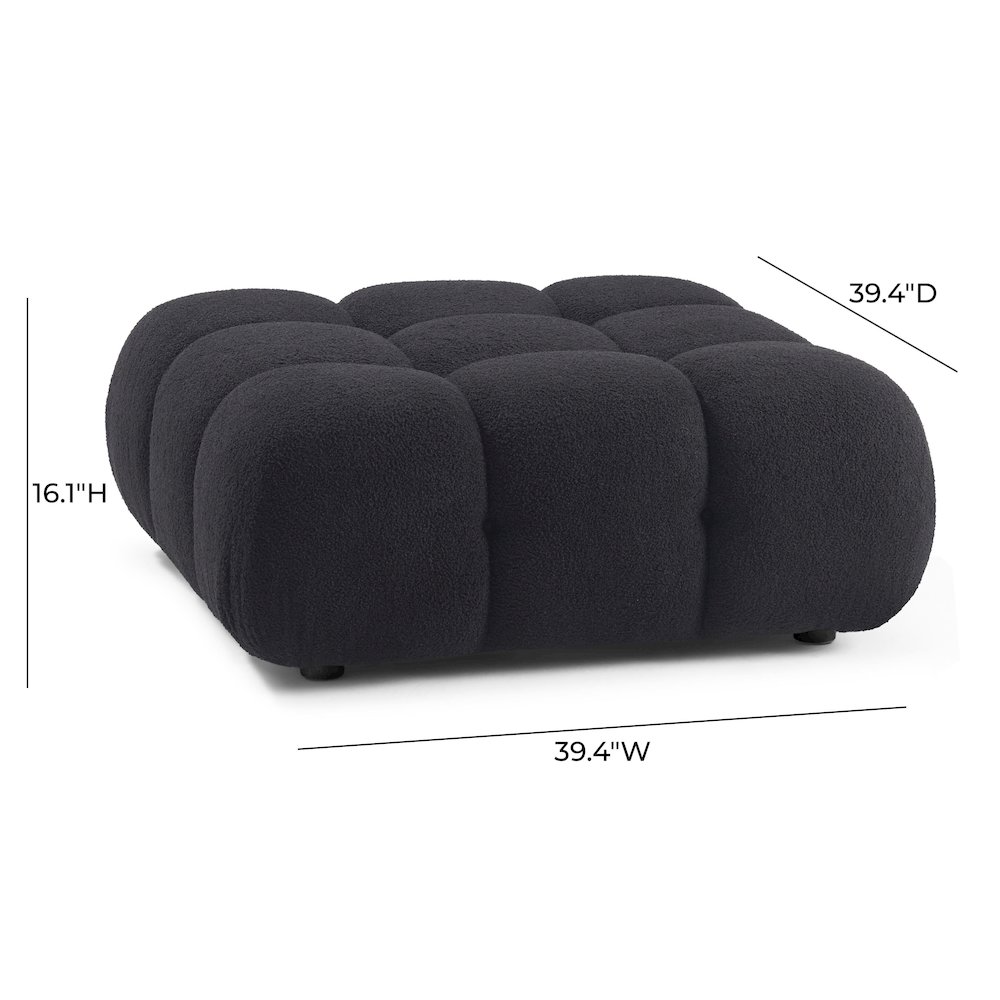 Calliope Black Vegan Shearling Modular Ottoman. Picture 5