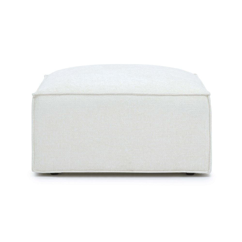 Mindy Cream Chenille Basketweave Ottoman. Picture 1