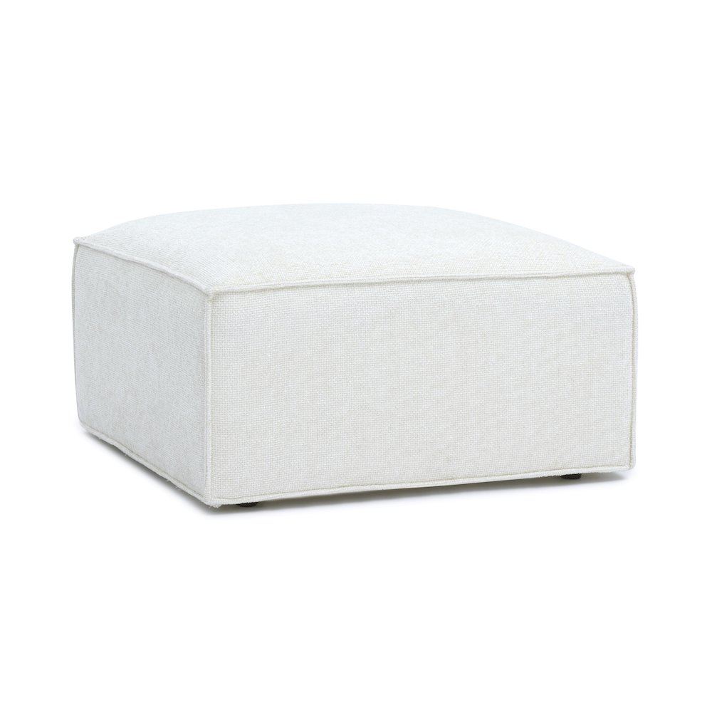 Mindy Cream Chenille Basketweave Ottoman. Picture 3