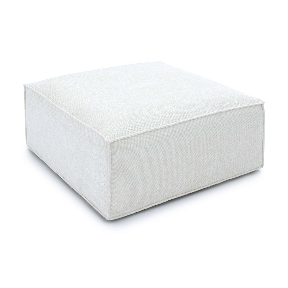 Mindy Cream Chenille Basketweave Ottoman. Picture 4