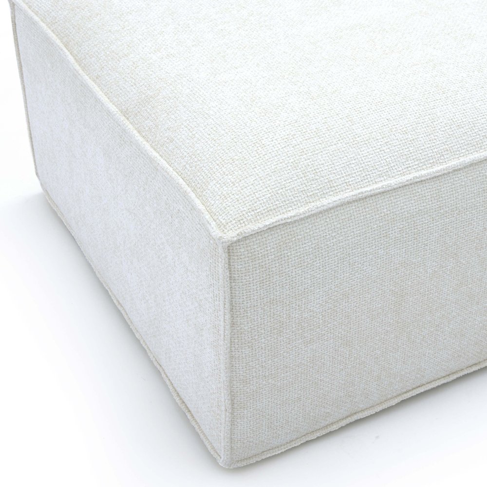 Mindy Cream Chenille Basketweave Ottoman. Picture 5