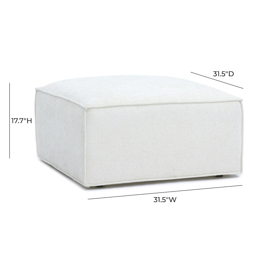 Mindy Cream Chenille Basketweave Ottoman. Picture 6