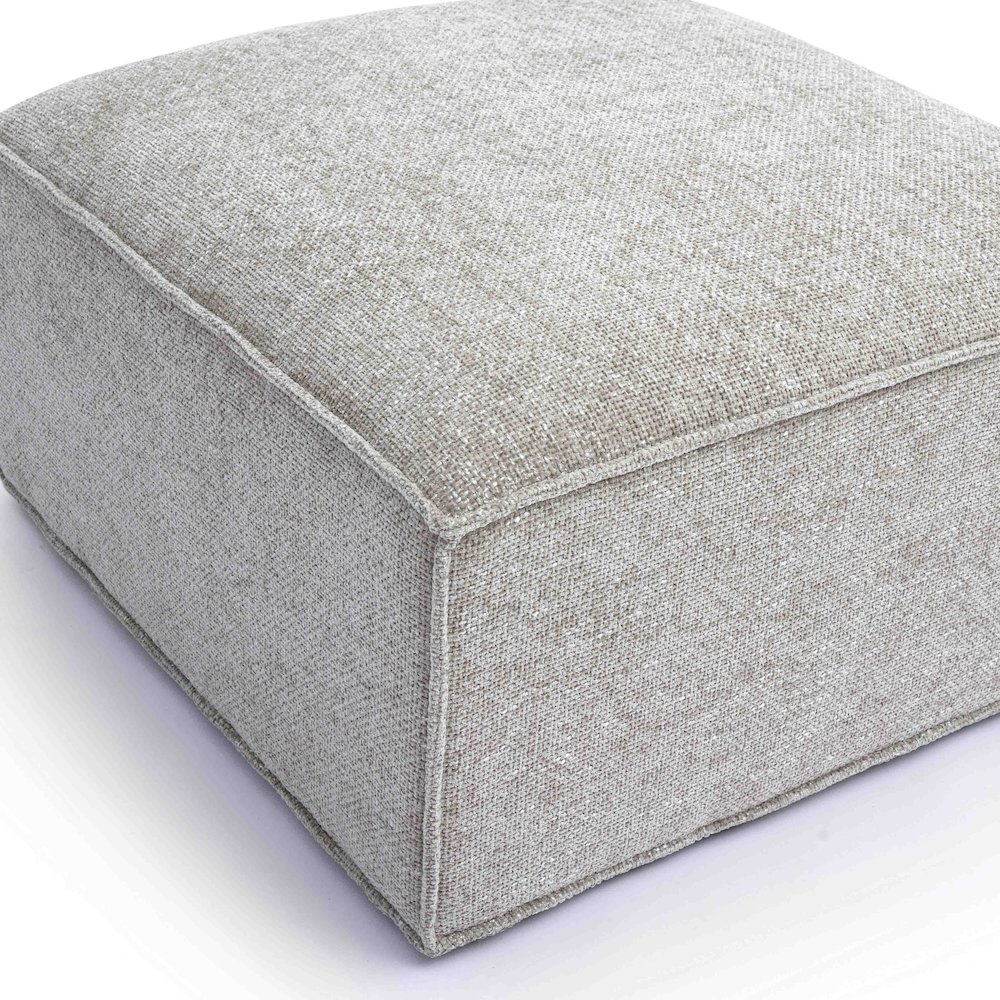 Mindy Taupe Chenille Basketweave Ottoman. Picture 5
