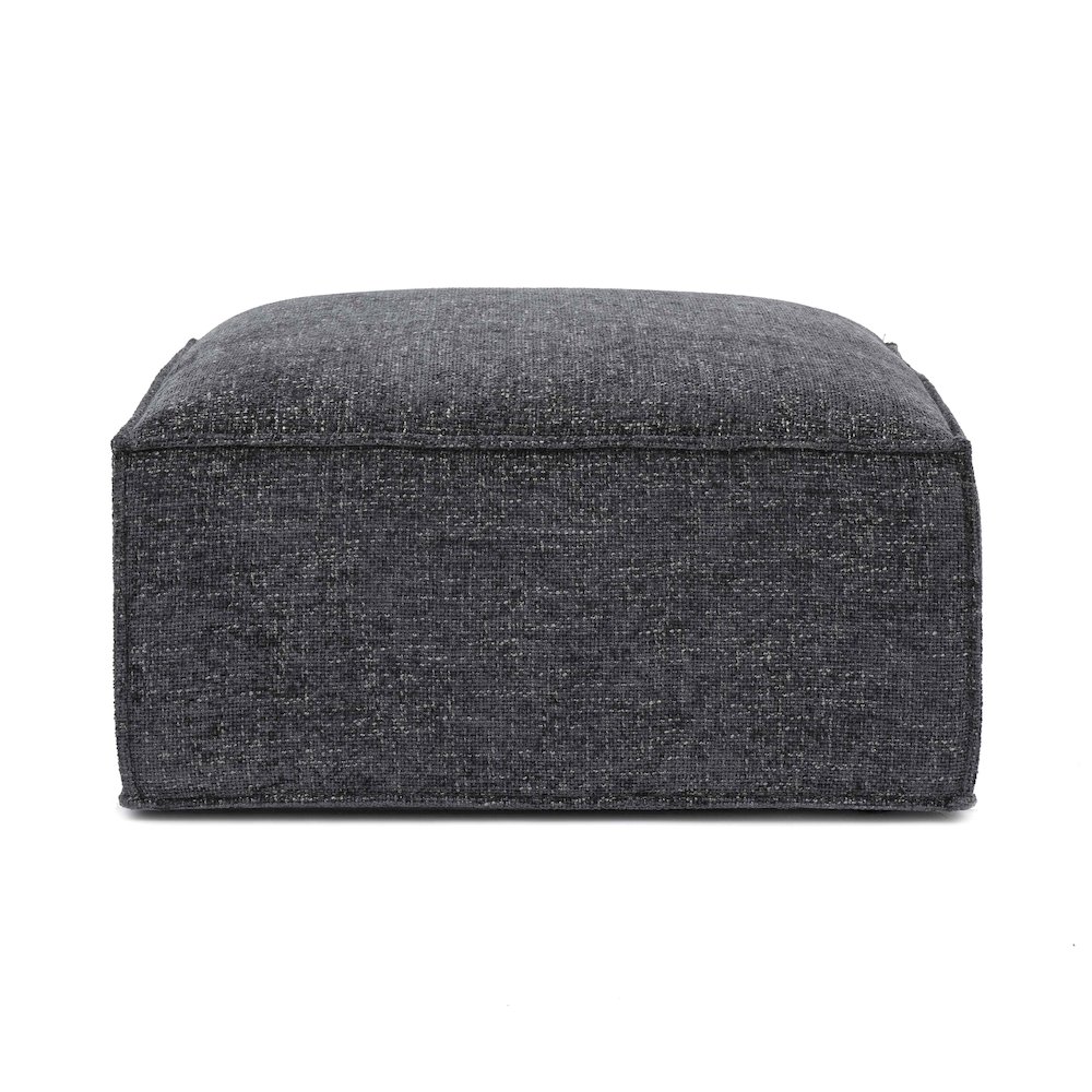Mindy Charcoal Chenille Basketweave Ottoman. Picture 1