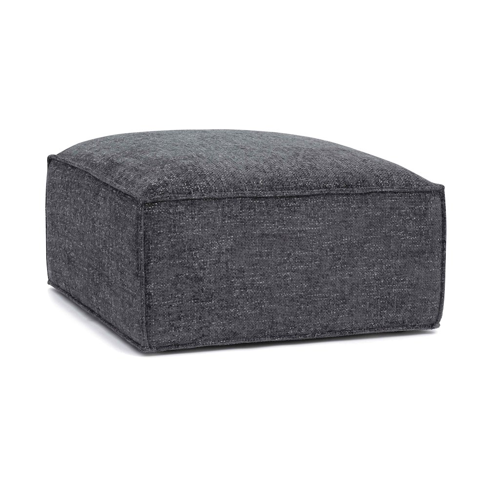 Mindy Charcoal Chenille Basketweave Ottoman. Picture 3