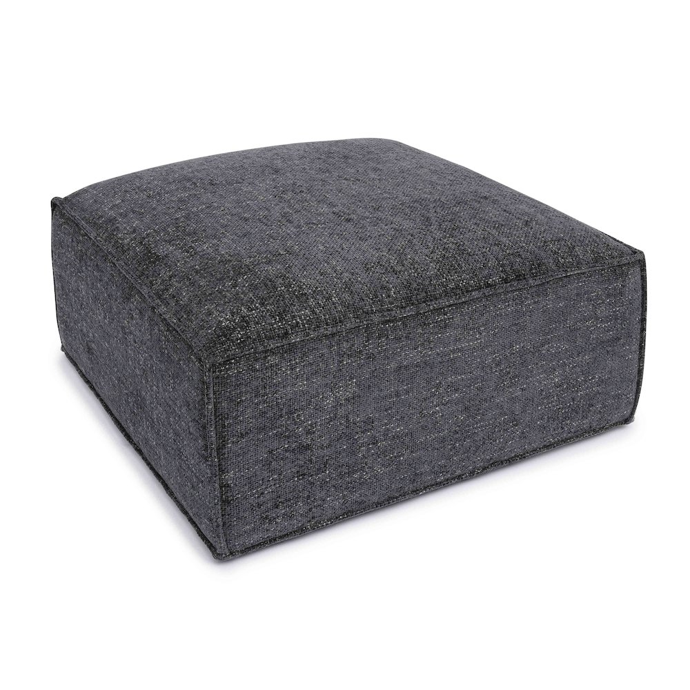 Mindy Charcoal Chenille Basketweave Ottoman. Picture 4