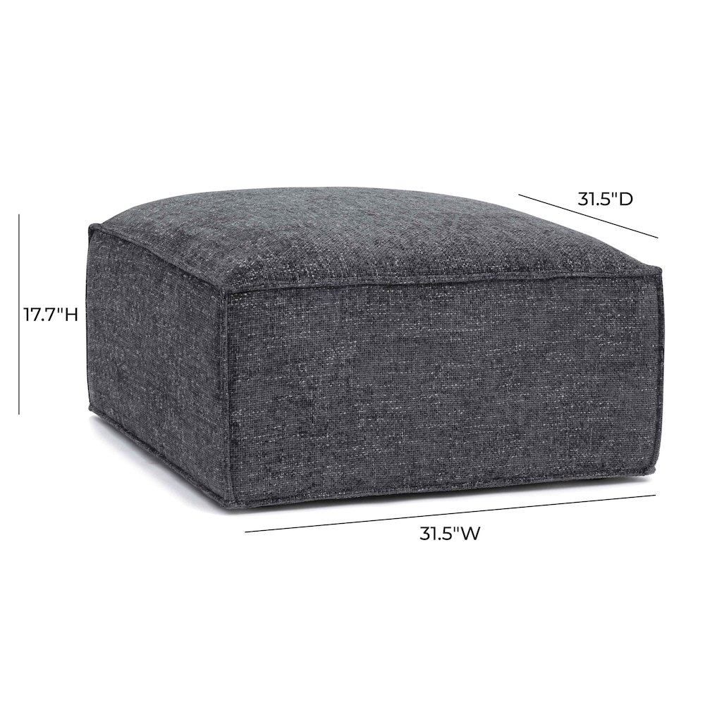 Mindy Charcoal Chenille Basketweave Ottoman. Picture 6