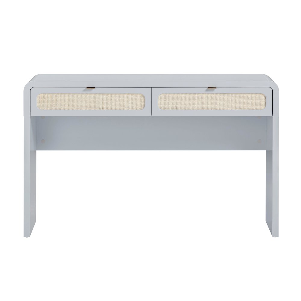 Patty Pastel Blue Rattan Console Desk. Picture 3