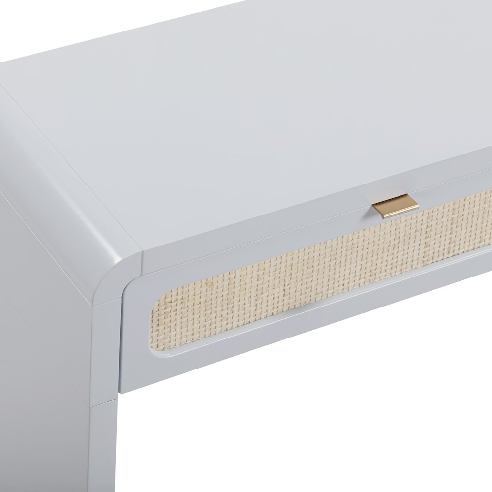 Patty Pastel Blue Rattan Console Desk. Picture 8