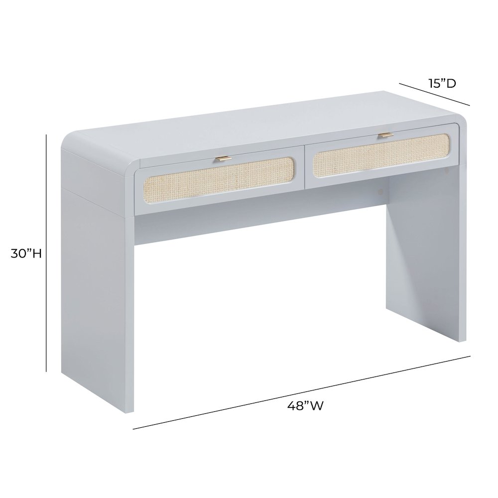 Patty Pastel Blue Rattan Console Desk. Picture 9
