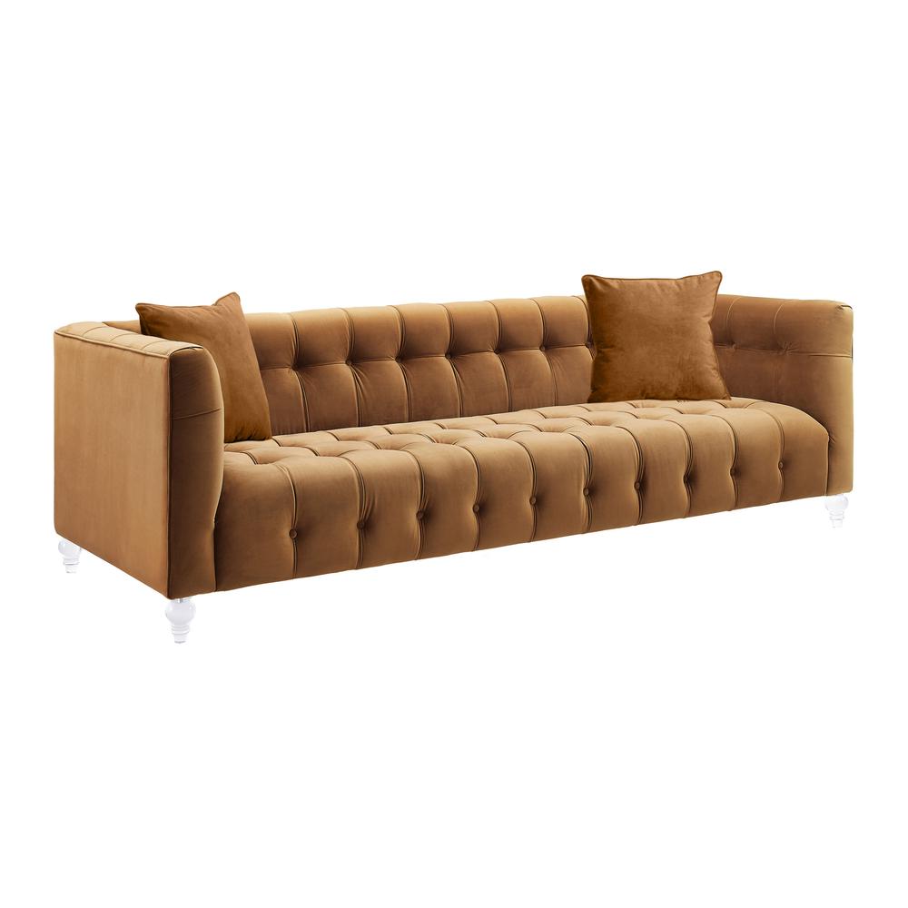 Bea Cognac Velvet Sofa. Picture 3